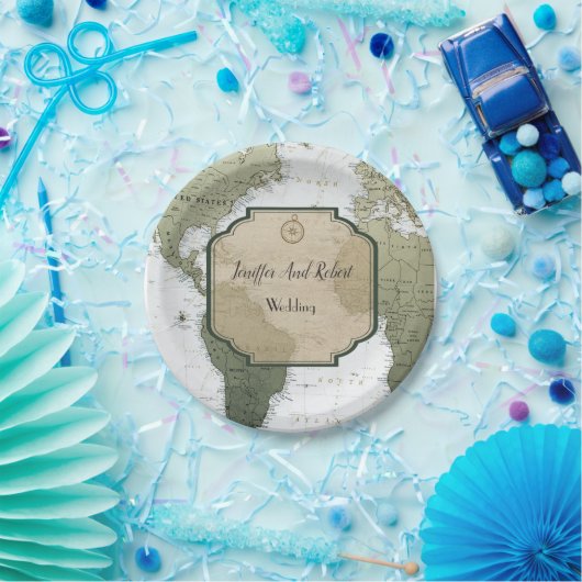 Vintage Weltkarte Pappteller (Party)