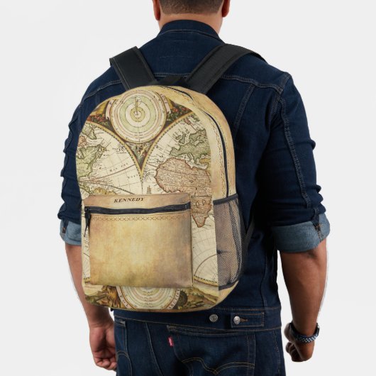 Vintage Weltkarte Personalisiert geplagt Bedruckter Rucksack (Insitu (Modell))