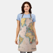 Vintage Weltkarte - Personalisierte Schürze (Getragen)