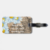 Vintage Weltkarte Personalisierter Blumenkoffer Gepäckanhänger (Rückseite horizontal)