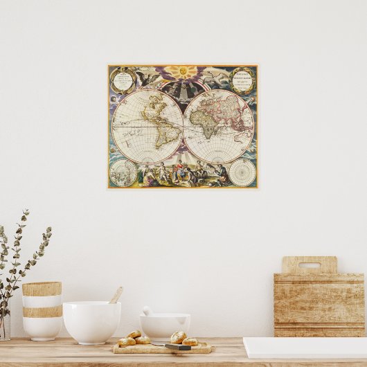 Vintage Weltkarte Poster (Küche)