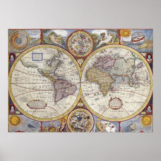 Vintage Weltkarte Poster (Vorne)