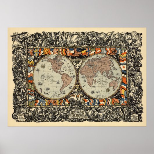 Vintage Weltkarte Poster (Vorne)