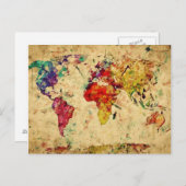 Vintage Weltkarte Postkarte (Vorne/Hinten)