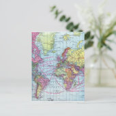 Vintage Weltkarte Postkarte (Stehend Vorderseite)