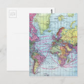 Vintage Weltkarte Postkarte (Vorne/Hinten)