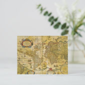 Vintage Weltkarte Postkarte (Stehend Vorderseite)