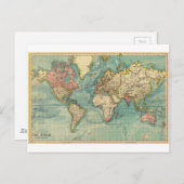 Vintage Weltkarte Postkarte (Vorne/Hinten)
