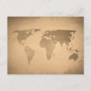 Vintage Weltkarte Postkarte