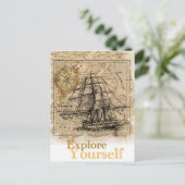 Vintage Weltkarte Postkarte (Stehend Vorderseite)