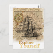 Vintage Weltkarte Postkarte (Vorne/Hinten)