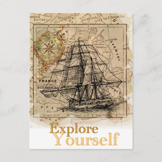 Vintage Weltkarte Postkarte (Vorderseite)