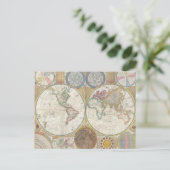 Vintage Weltkarte Postkarte (Stehend Vorderseite)