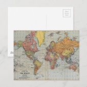 Vintage Weltkarte Postkarte (Vorne/Hinten)