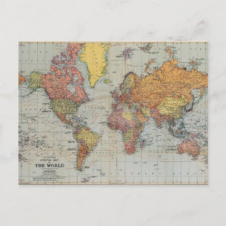 Vintage Weltkarte Postkarte
