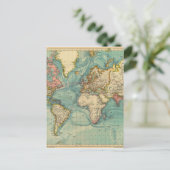 Vintage Weltkarte Postkarte (Stehend Vorderseite)