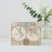 Vintage Weltkarte Postkarte (Stehend Vorderseite)