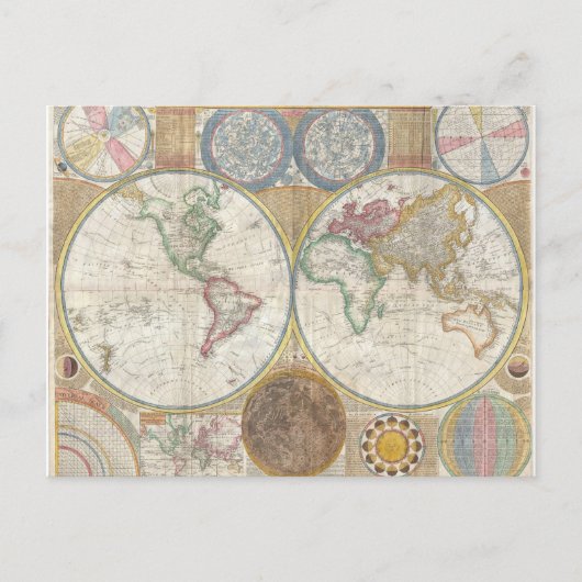 Vintage Weltkarte Postkarte (Vorderseite)