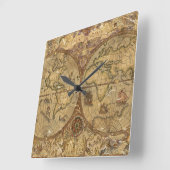Vintage Weltkarte Quadratische Wanduhr (Winkel)