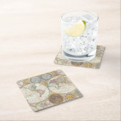 Vintage WELTKARTE Rechteckiger Pappuntersetzer (Vor Ort)