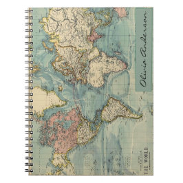 Vintage Weltkarte, Reisebuch, individuelles Notizb Notizblock