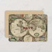 Vintage Weltkarte RSVP Karte (Vorne/Hinten)