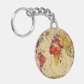 Vintage Weltkarte Schlüsselanhänger (Vorderseite links)