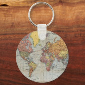 Vintage Weltkarte Schlüsselanhänger (Vorderseite)