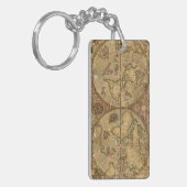 Vintage Weltkarte Schlüsselanhänger (Vorderseite links)