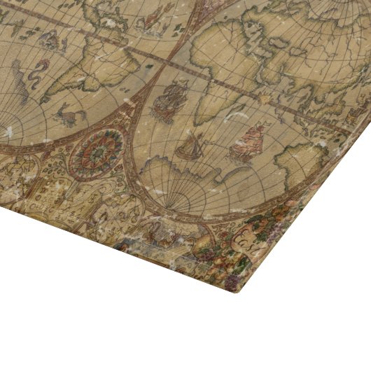 Vintage Weltkarte Schneidebrett (Ecke)