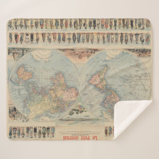 Vintage Weltkarte Sherpadecke (Vorderseite (Horizontal))