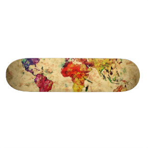 Vintage Weltkarte Skateboard