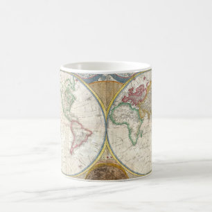 Vintage Weltkarte und Astronomie-Diagramm Kaffeetasse
