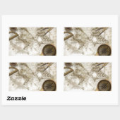 Vintage Weltkarte und Tools Rechteckiger Aufkleber (Blatt)