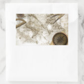 Vintage Weltkarte und Tools Rechteckiger Aufkleber (Tasche)