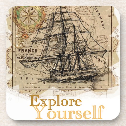 Vintage Weltkarte Untersetzer (Vorderseite)