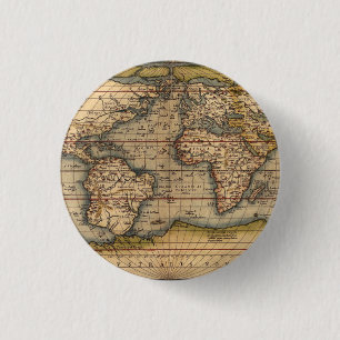 Vintage Weltkarte von Abraham Ortelius 1564 Button