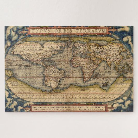 Vintage Weltkarte von Abraham Ortelius 1564 Puzzle (Horizontal)