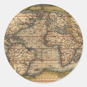 Vintage Weltkarte von Abraham Ortelius 1564 Runder Aufkleber