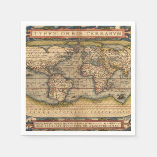 Vintage Weltkarte von Abraham Ortelius 1564 Serviette