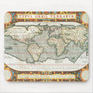 Vintage Weltkarte von Abraham Ortelius 1587–1595 Mousepad