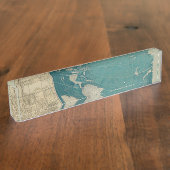 Vintage Weltkarte von CallisC Namensplakette (Seite)