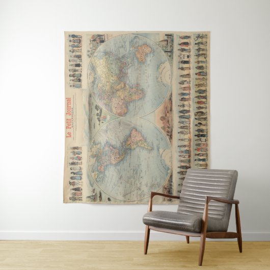 Vintage Weltkarte Wandteppich (Beispiel)