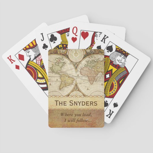 Vintage Weltkarte "Wohin Sie führen..." Spielkarten (Rückseite)