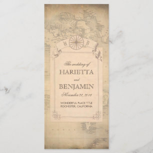 Vintage Weltkarten-alte Hochzeits-Programme Programm