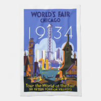 Vintage Weltmesse von 1934, Reiseplakat von Chicag