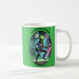 Vintage Weltraum-Alien Marsianer spielt Gitarre UR Kaffeetasse