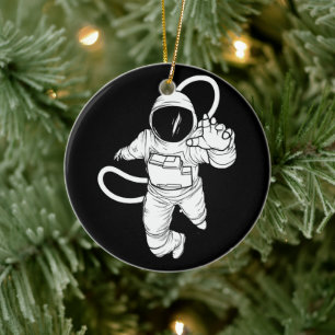 Vintage Weltraum Lustiger Astronaut Keramik Ornament