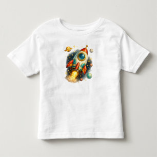 Vintage-Weltraum-Raketen-Schiff-Kinder-T-Shirt Kleinkind T-shirt