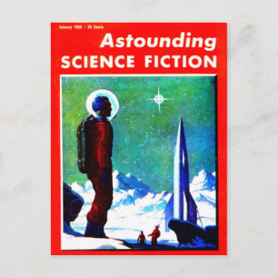 Vintage-Weltraumforscher und Raketenschiff Postkarte